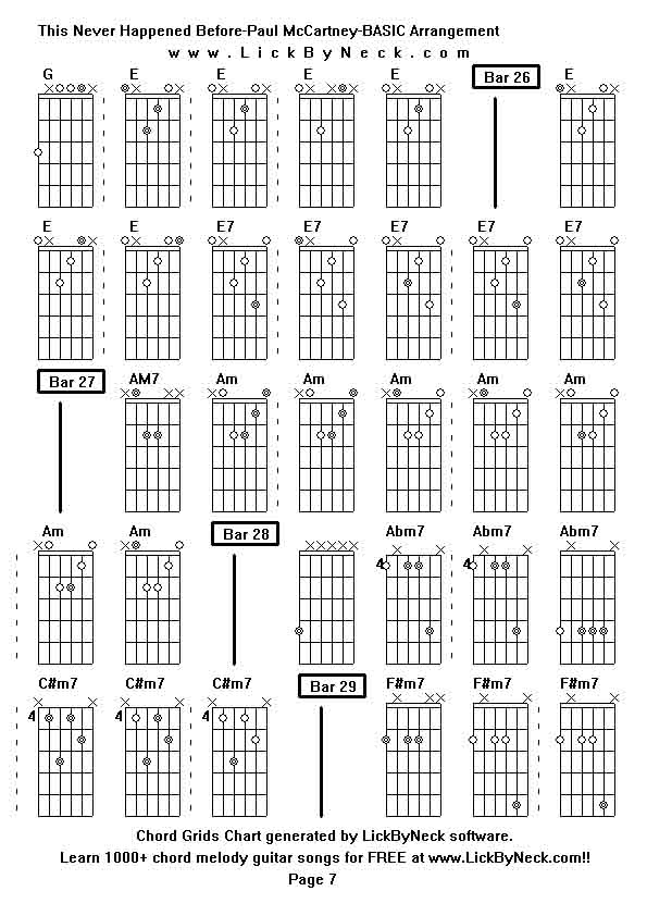 Chord Grids Chart of chord melody fingerstyle guitar song-This Never Happened Before-Paul McCartney-BASIC Arrangement,generated by LickByNeck software.